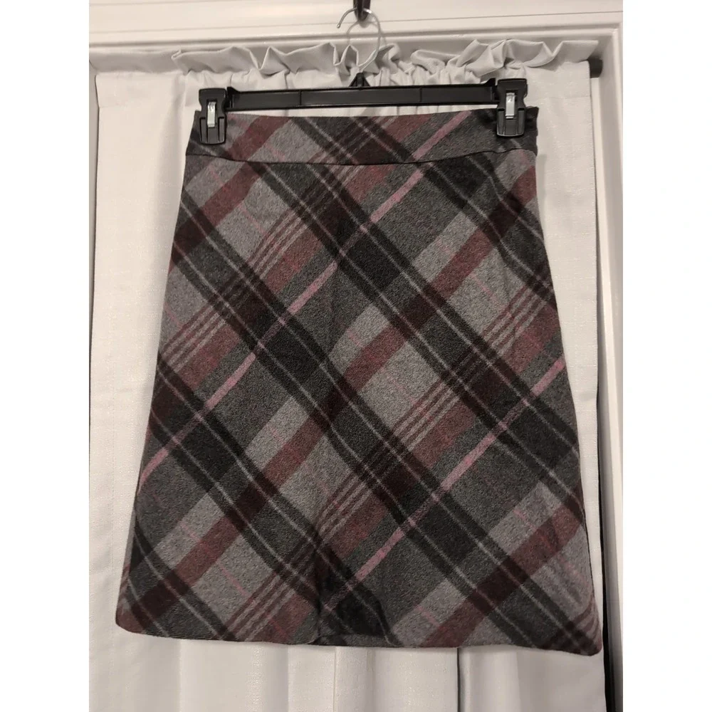 Ann Taylor Petites Wool Plaid Skirt Academia Preppy Coquette Girl Size 4 Petite